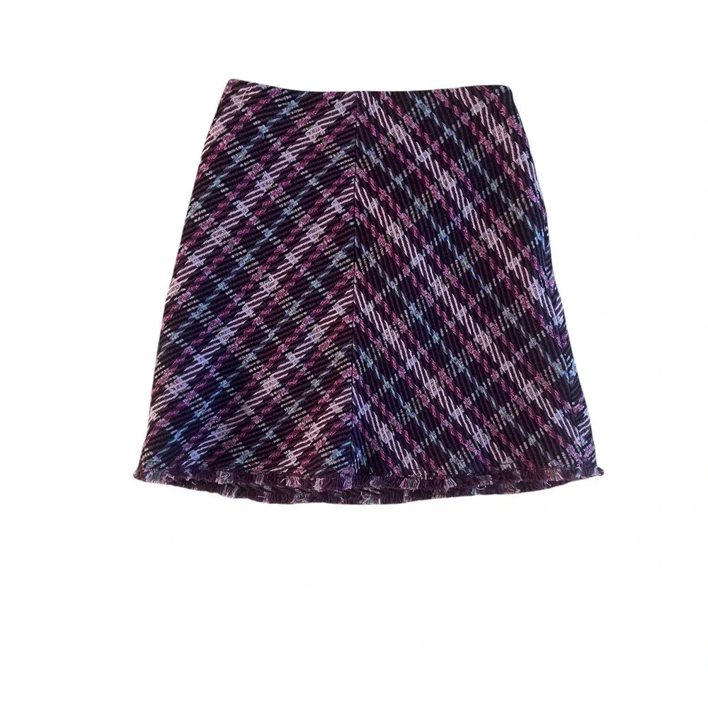 Kate spade sz 0 skirt purple plaid tweet luxury designer clueless 90's